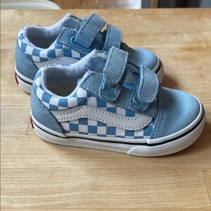 Vans Kids Blue and White Checkered Sneakers
